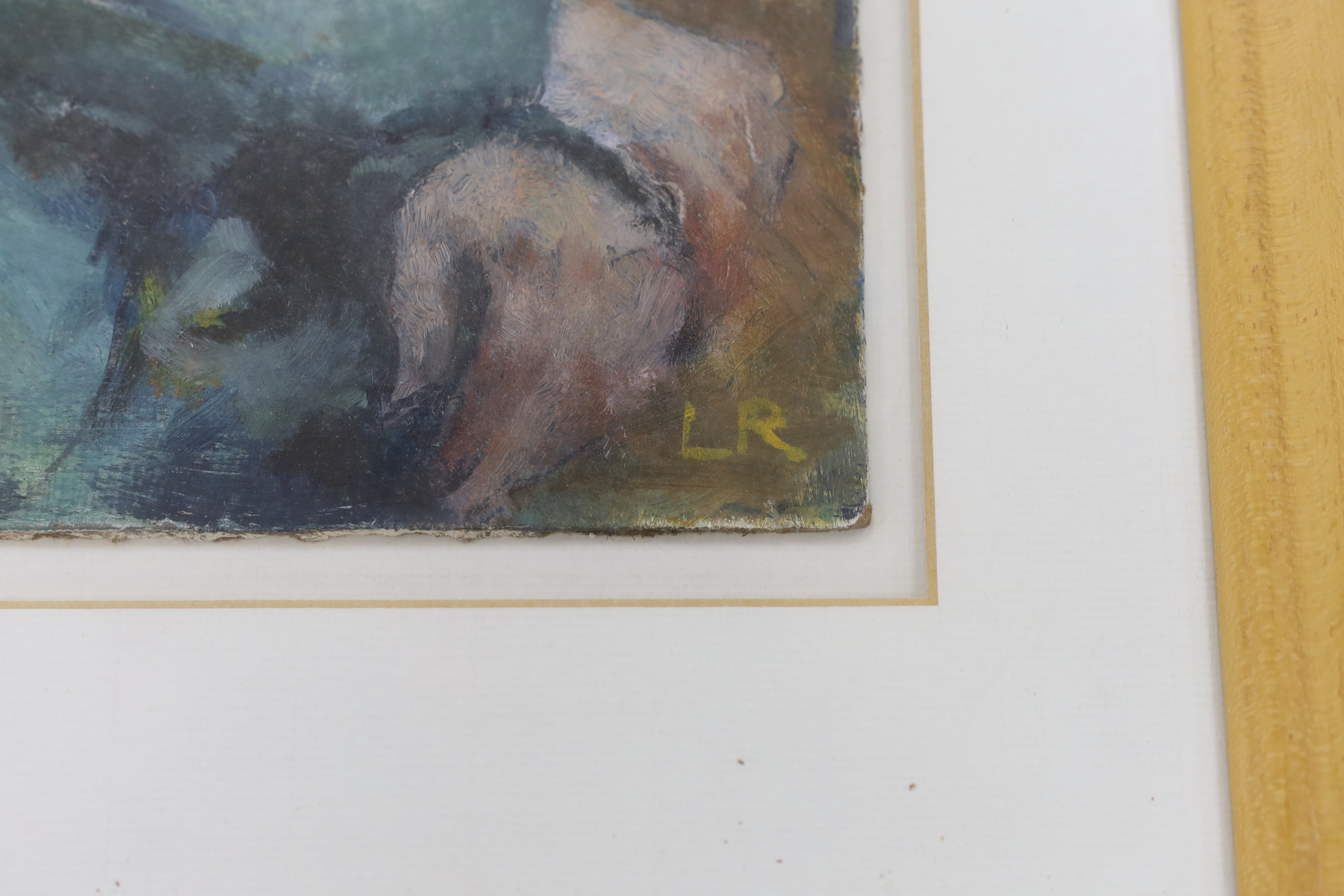 Lesley Robertshaw, oil on board, 'Unknown model 1995', initialled with Lewes Gallery label verso, 28 x 26cm
